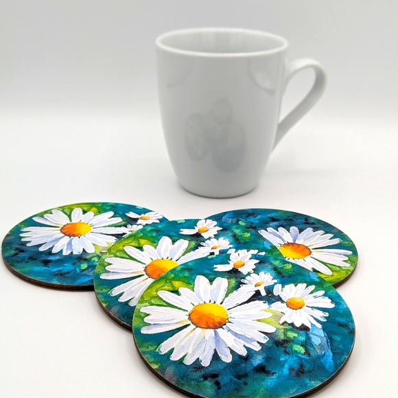 ⭐Host Pick⭐Set of 4 Coasters with Original Artwork - Picture 4 of 5
